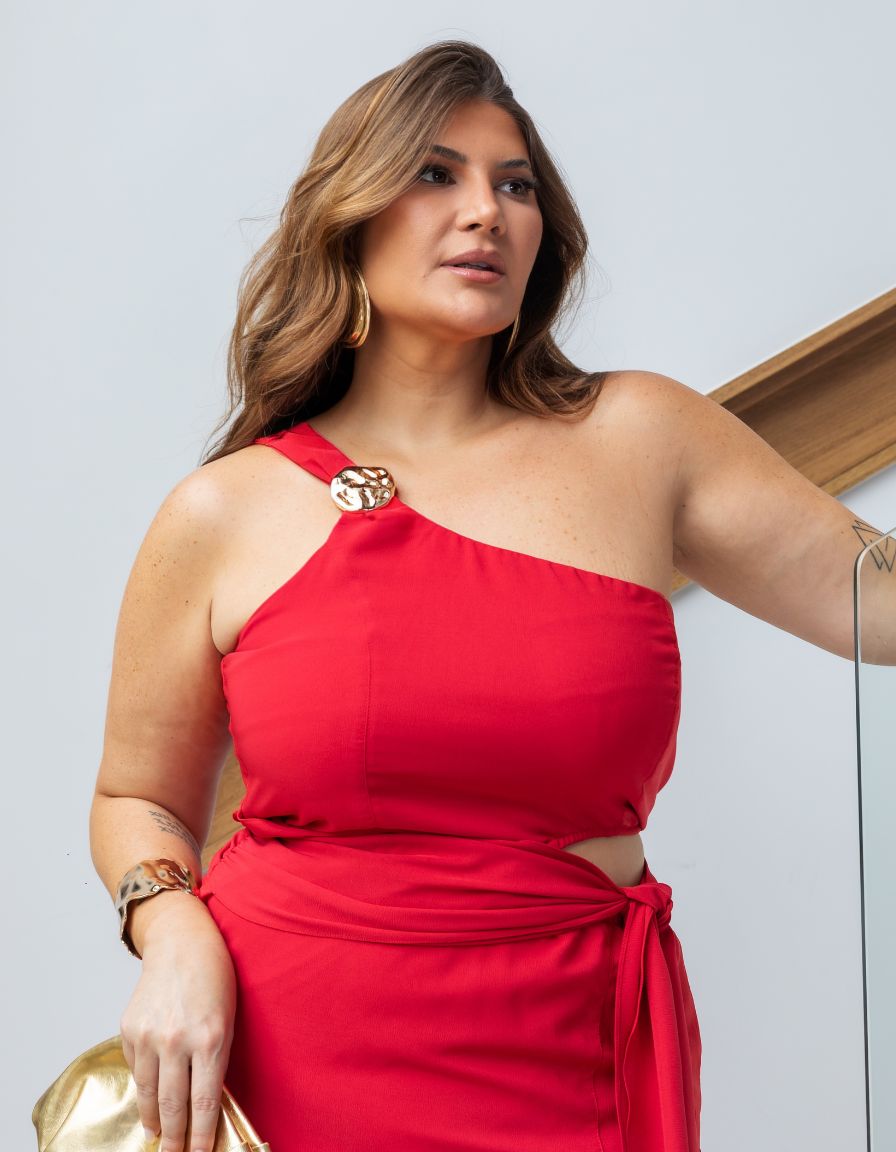 Vestido Nula Manga Com Fivela