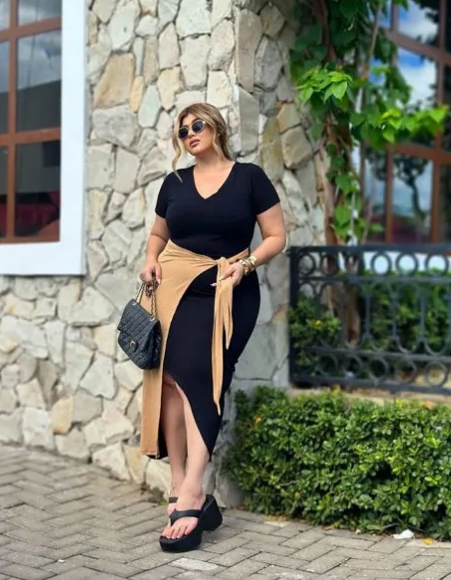 Vestido Midi Bicolor Gabriela