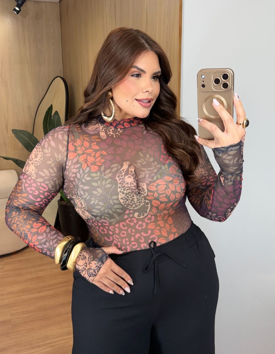 Body Tule Onça Chic