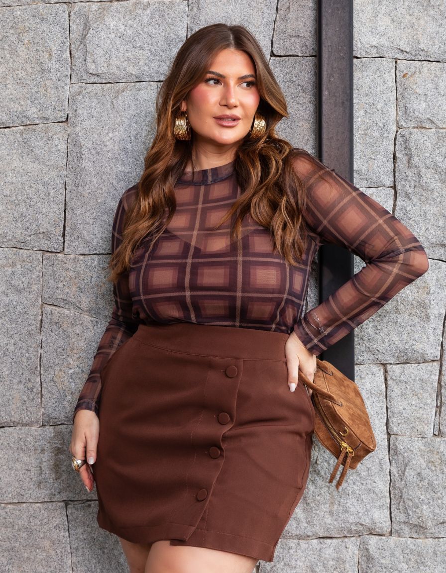 Blusa Tule Xadrez