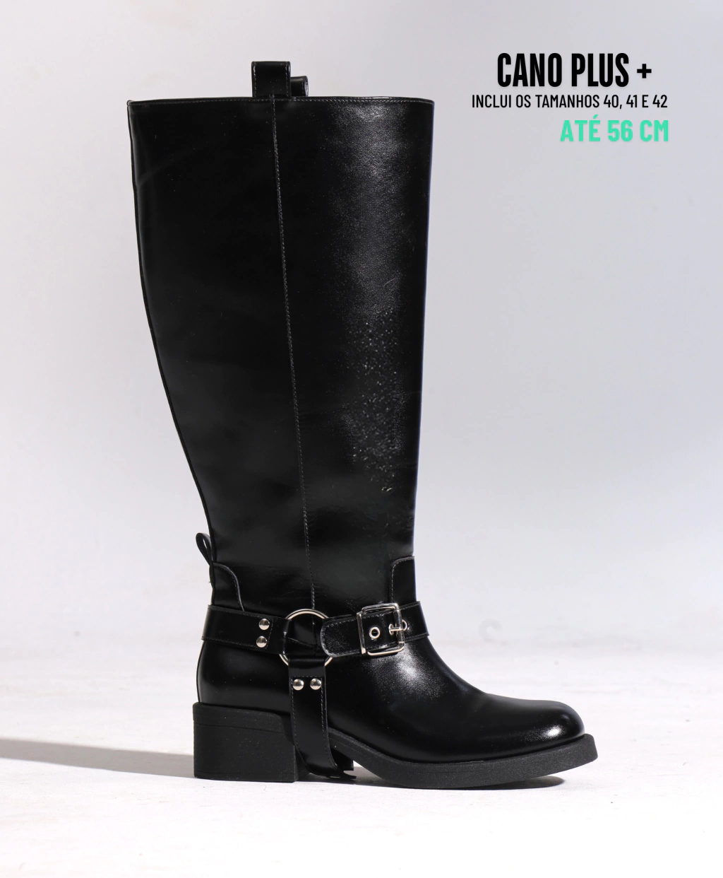ota Biker Cano Extra Plus Size Preta (VERSÃO ATÉ 64CM)