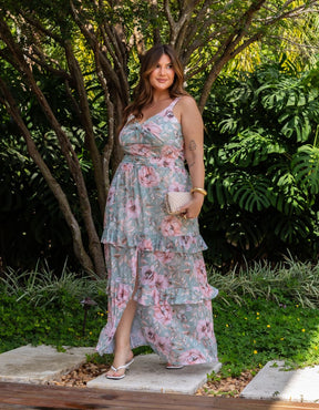 Conjunto Gardênia Longo Floral Tule