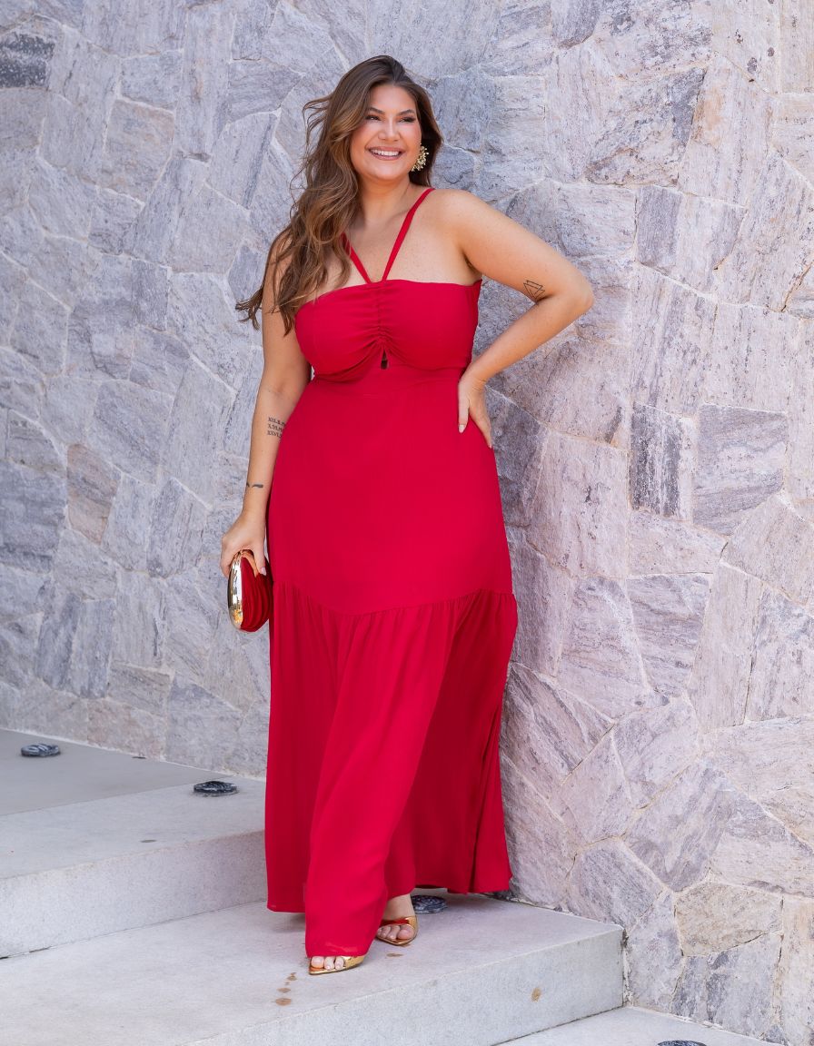 Vestido Longo Detalhe Flores