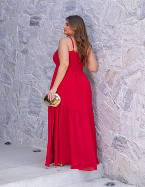 Vestido Longo Detalhe Flores
