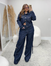 Calça Cargo Jeans Dark Blue