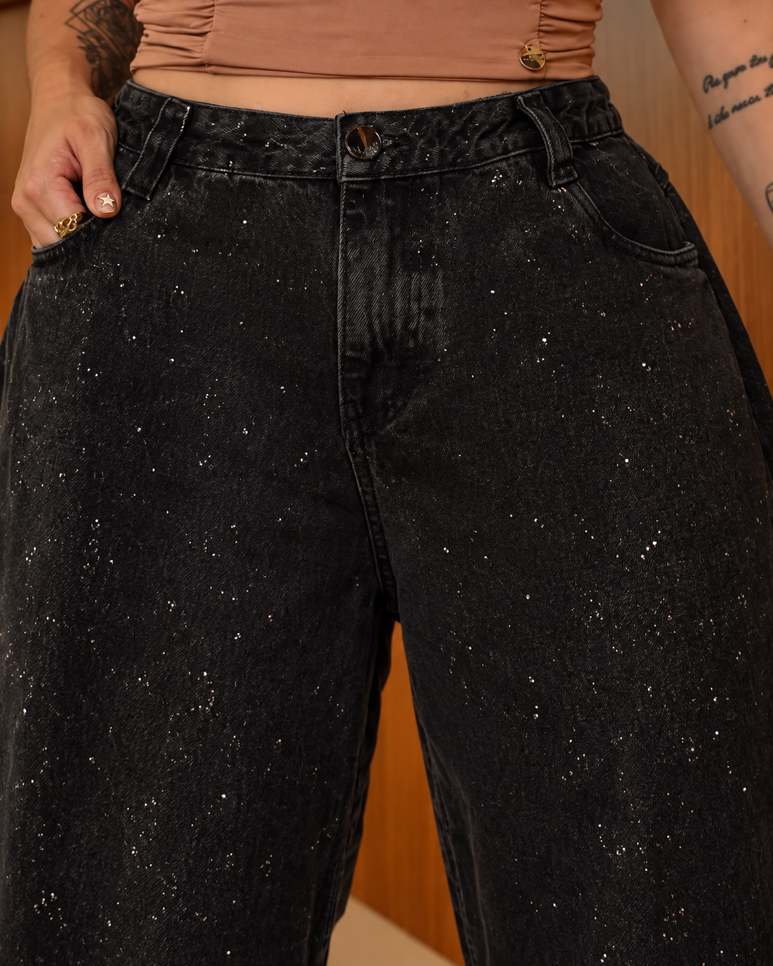 Calça Black Ballon Brilhos