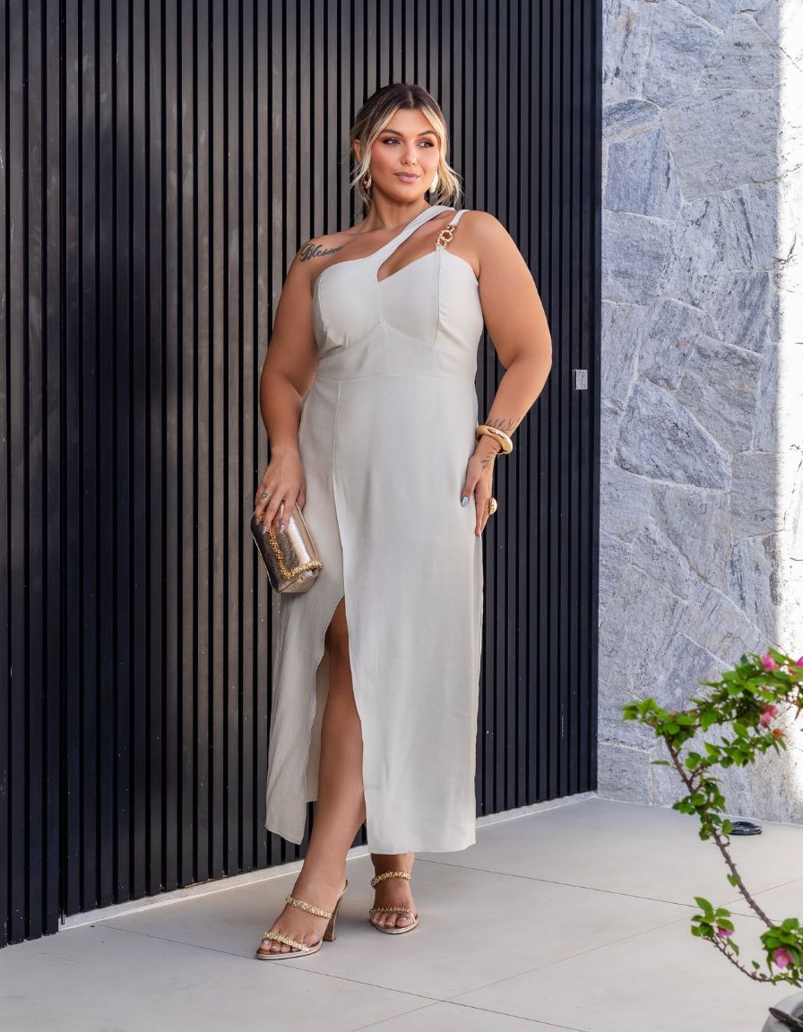 Vestido Midi Alça Correntes