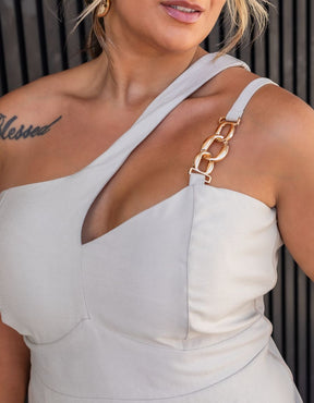 Vestido Midi Alça Correntes