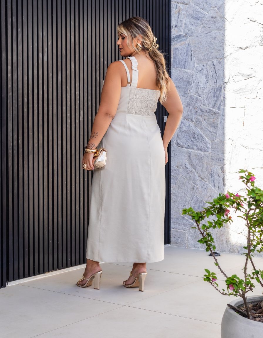Vestido Midi Alça Correntes
