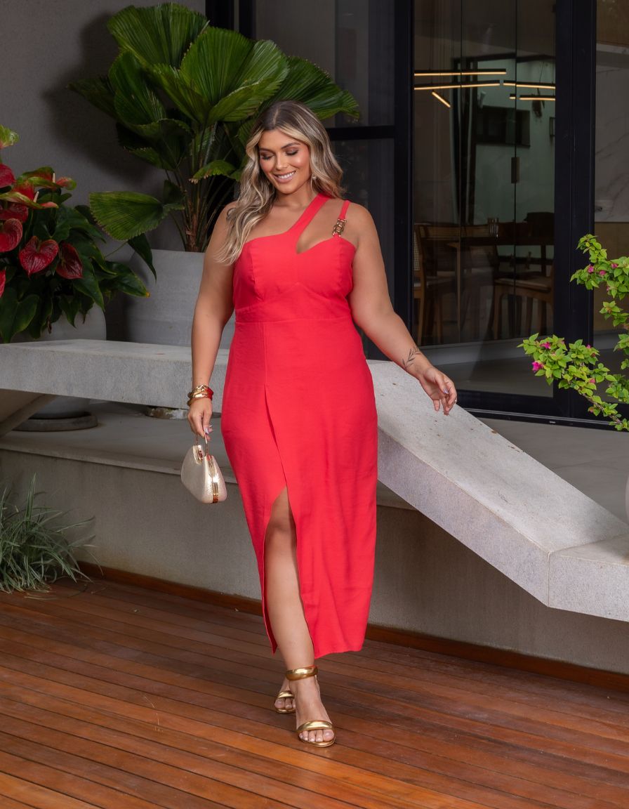 Vestido Midi Alça Correntes