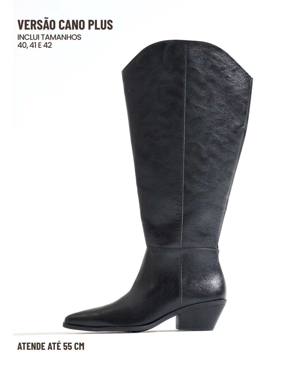 Bota Cano Plus Western Preta
