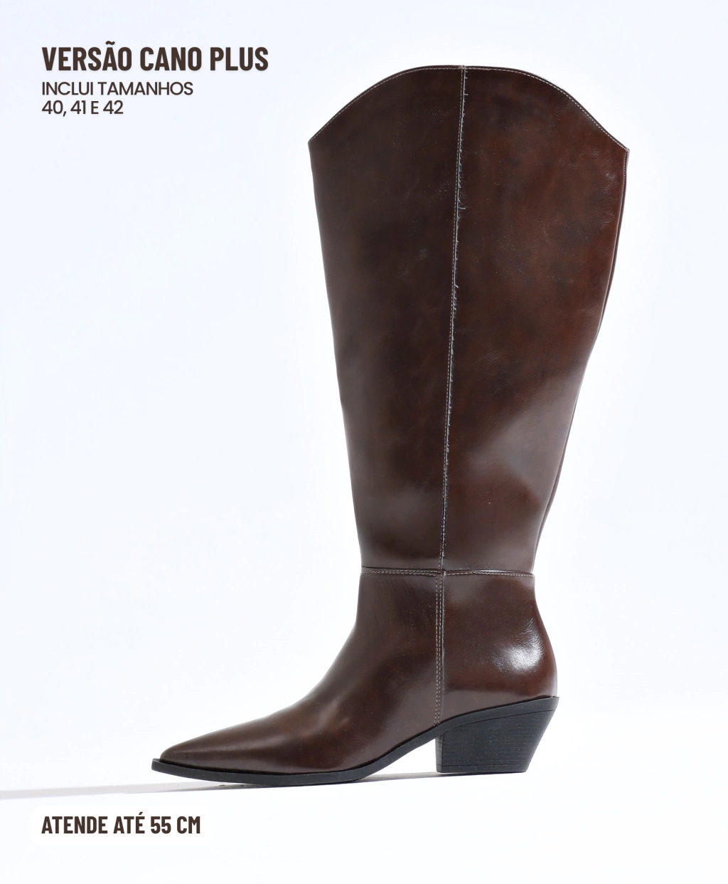Bota Cano Plus Western Marrom Café