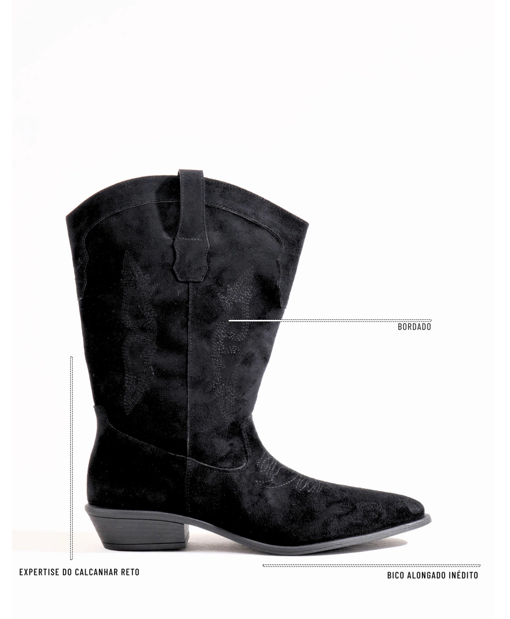 Bota Country Cano Curto Preta