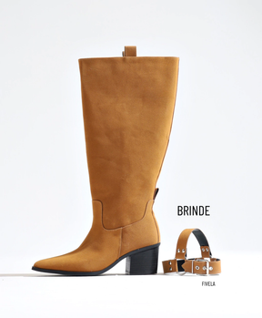 Bota Cano Plus Acamurçada Marrom Conhaque