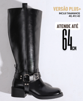 ota Biker Cano Extra Plus Size Preta (VERSÃO ATÉ 64CM)