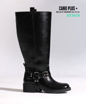 ota Biker Cano Extra Plus Size Preta (VERSÃO ATÉ 64CM)
